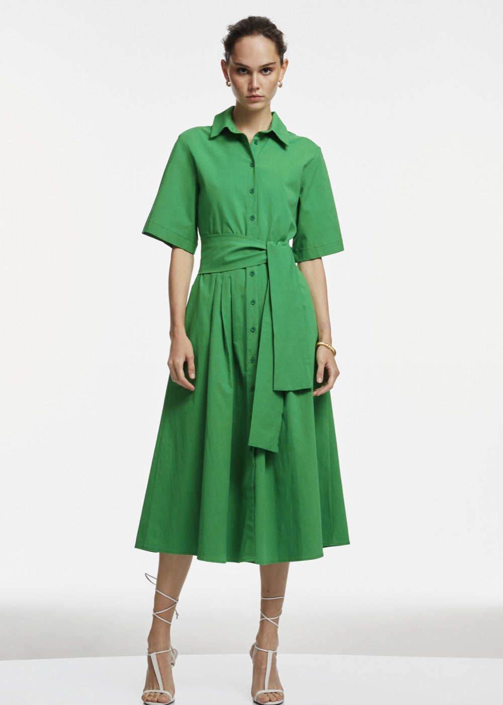 Green Midi Shirt Dress