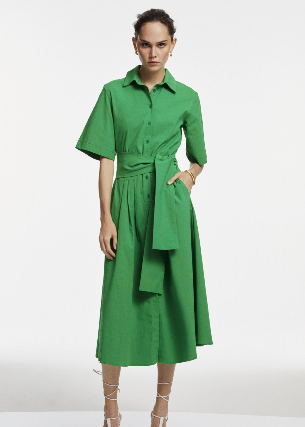 Green Midi Shirt Dress