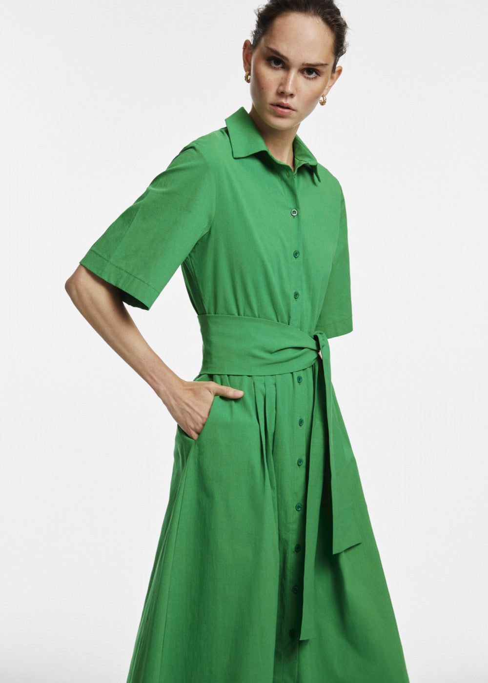 Green Midi Shirt Dress